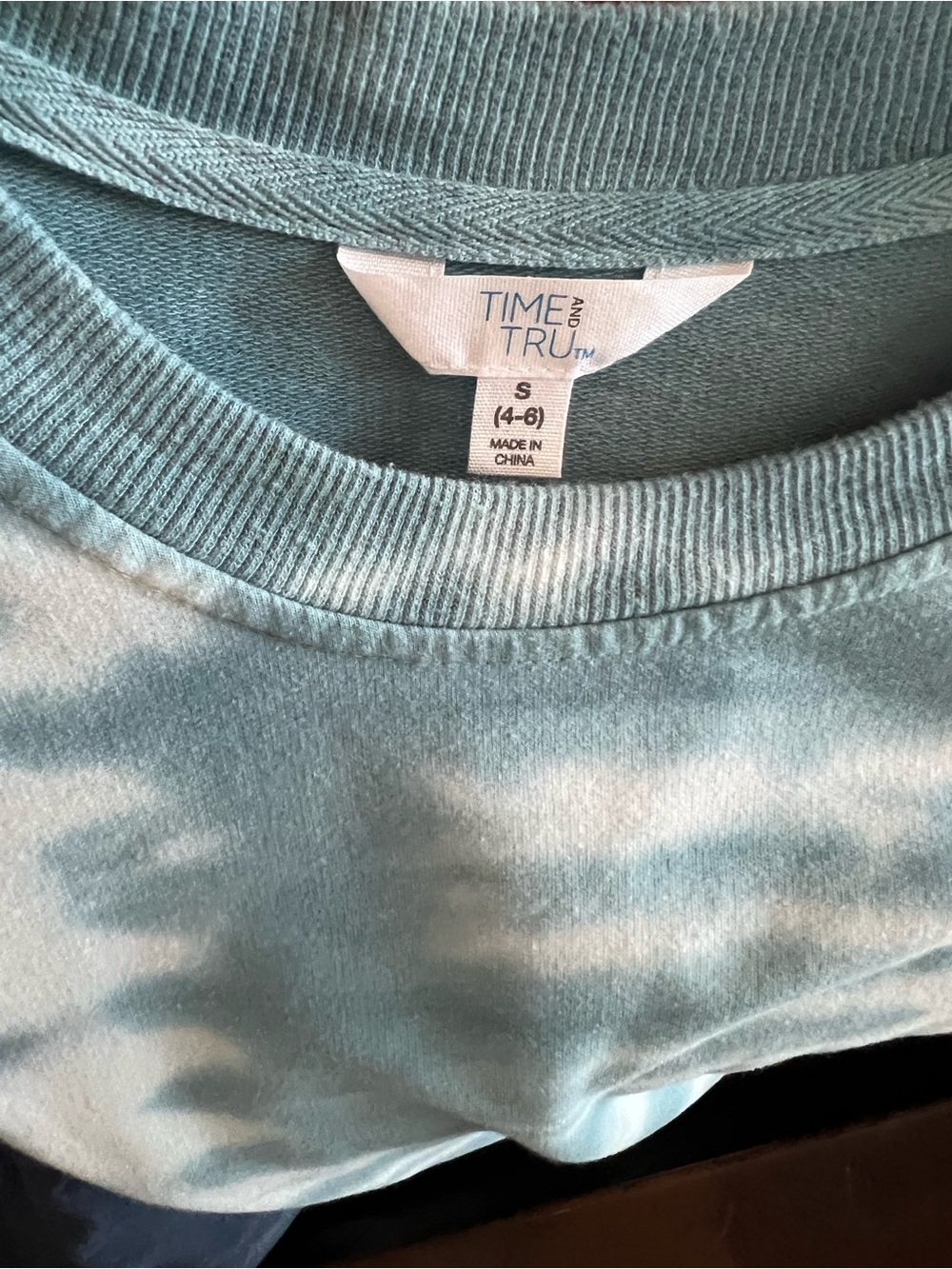 Time and Tru Teal Tie-Dye Crewneck Sweatshirt dress